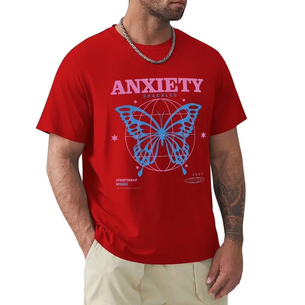 Anxiety, Butterfly Design T Shirt Harajuku Short Sleeve T-shirt 100% Cotton Graphics Tshirt Tops