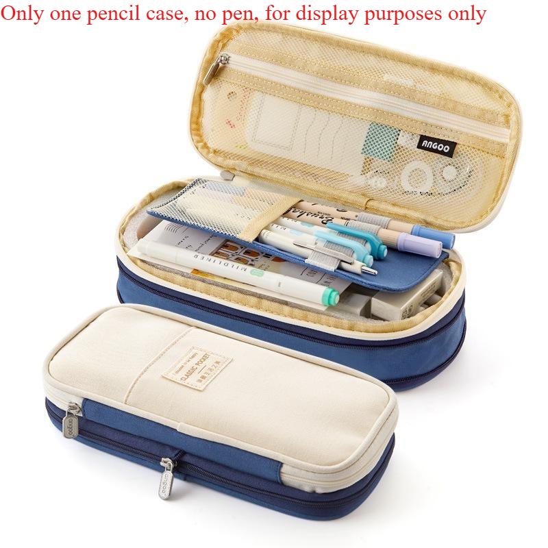

1Pc Classic Fashion Pencil Bag Canvas Contrast Color Large Capacity Pencil Case Storage Bag Organizer for Student Gift