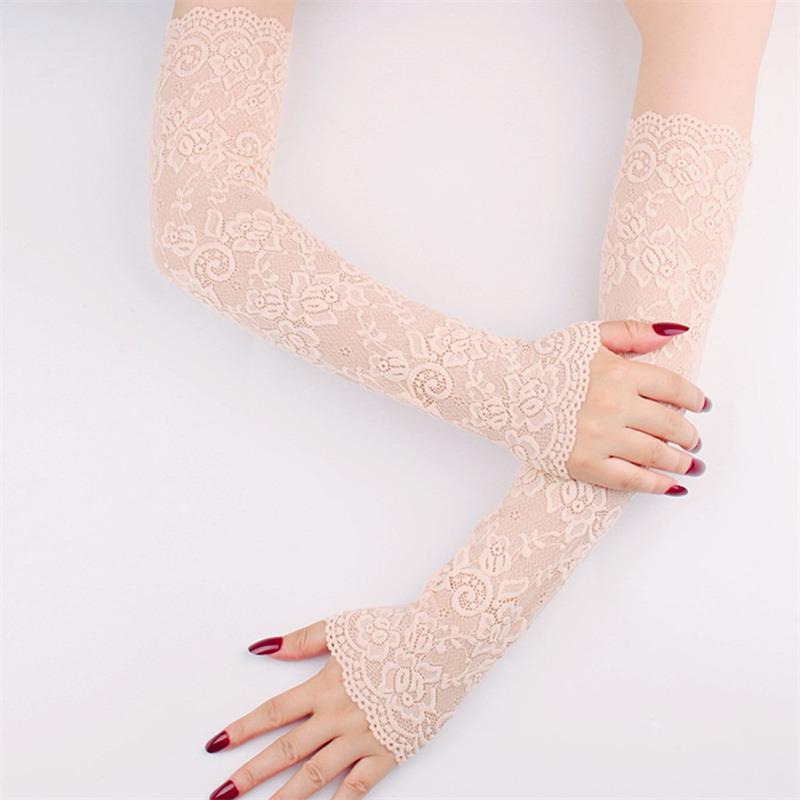 Summer Women Driving Glove Sunproof Arm Sleeves Sexy Lace Gloves Lady Fingerless Elastic Sleeve Fake Sleeves Classic Long Glove