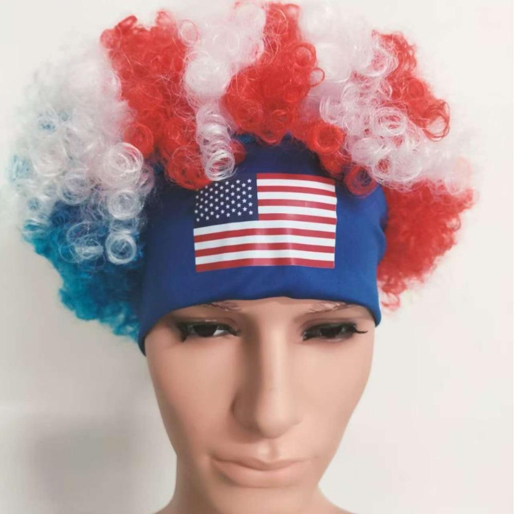 Patriotic Sports Events Hat Hair Crazy Cheerleading Team Football Fan Wig Band Party Festival Costume Accessories Unisex New