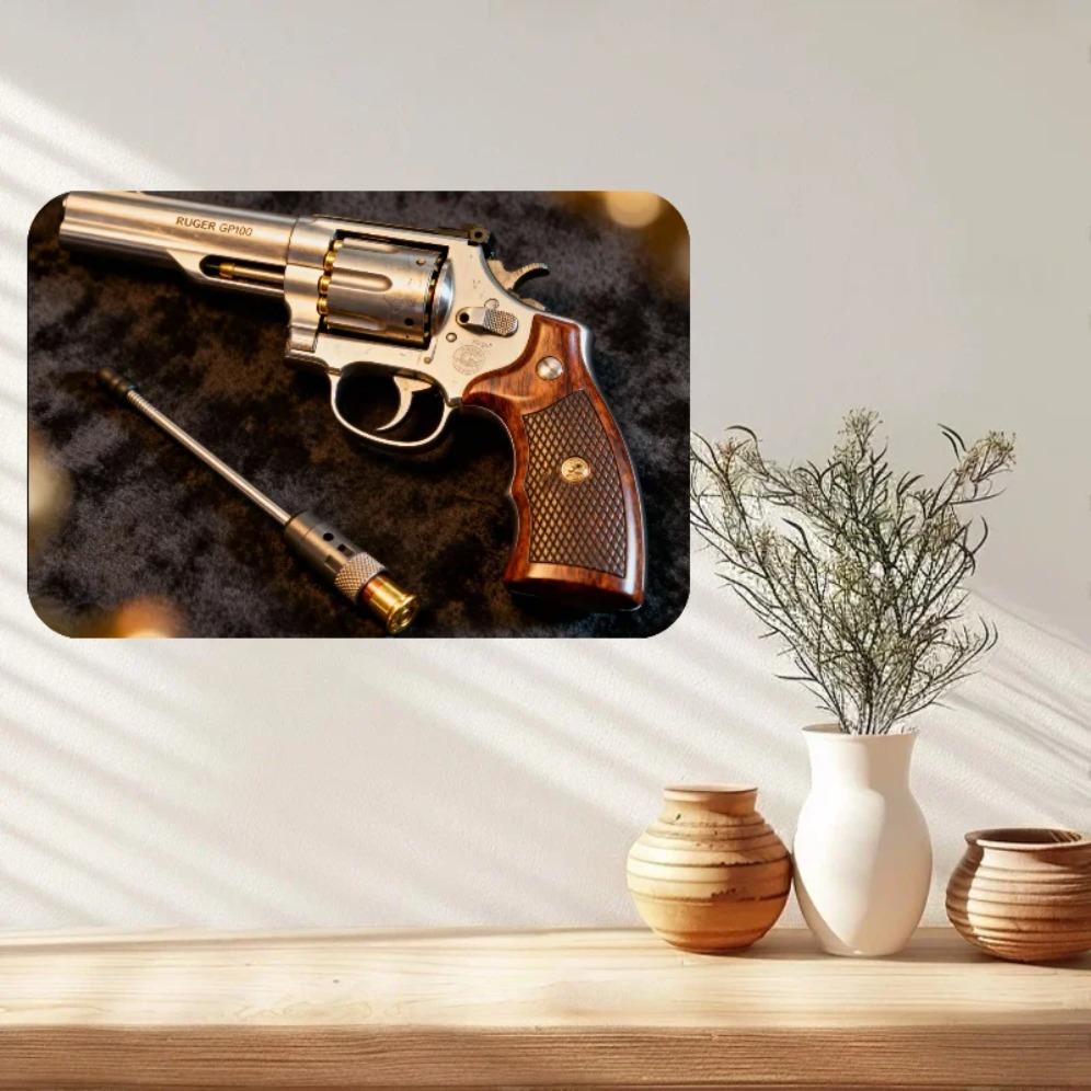 Placca Metallica Retro Smith & Wesson Revolver, Arte Murale Metallica 2D Vintage per Man Cave, Decorazione per Home Bar