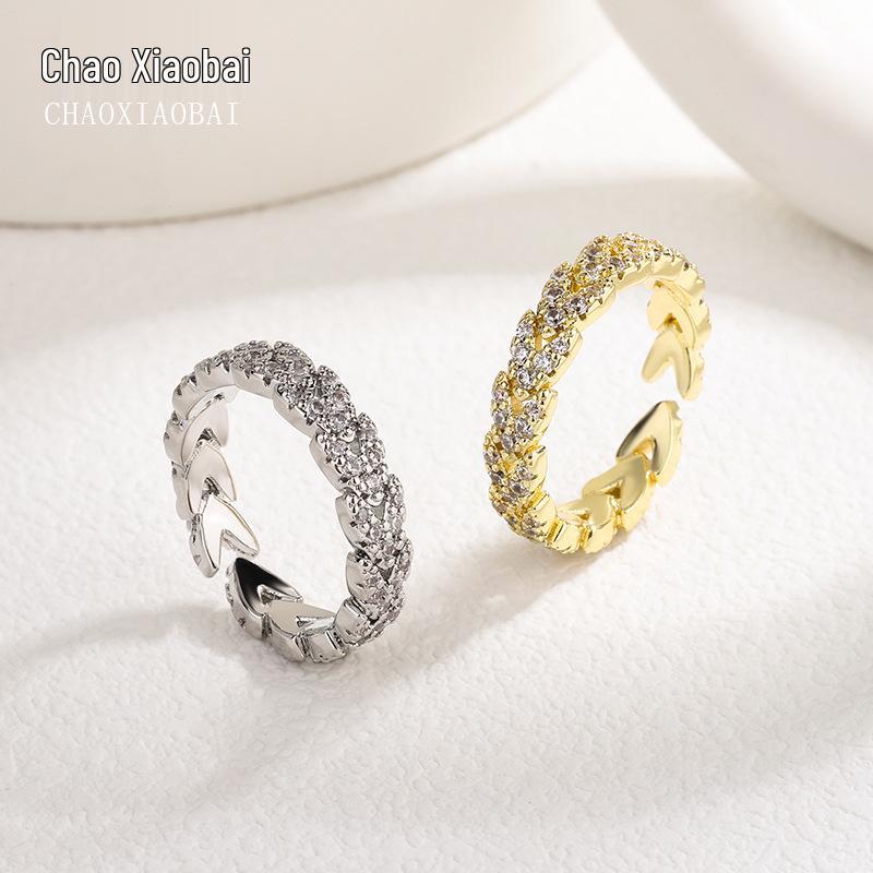 Chao Xiaobai S925 Sterling Silver Wheat Ear Women s Ring - Elegant and Versatile Design Copper Platinum Plated