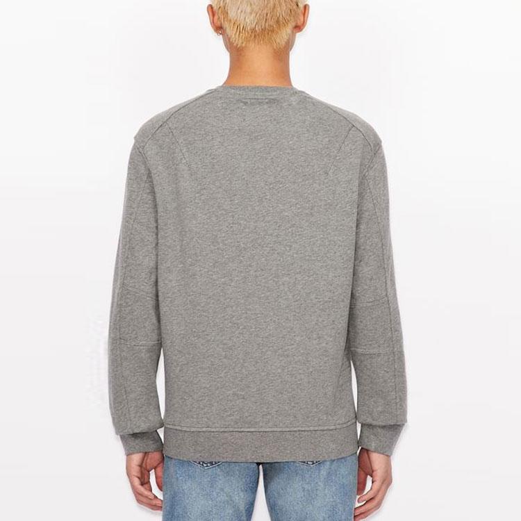 Armani Exchange Aex Logo Printed Crew Neck Sweatshirt Men Sweatshirt Gray 8NZMPA-ZJ1ZZ-3930