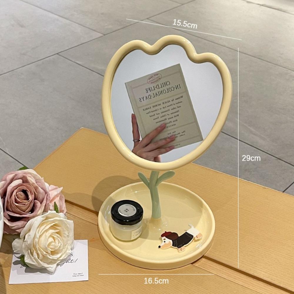 

Detachable Dressing Mirror Tulip Shaped Beauty Mirror Portable Princess Mirror Woman жовтий