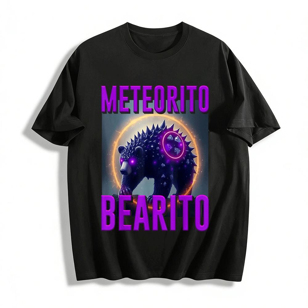 

Trendy Meteorite Spiked Bear Graphic Casual Short Sleeve Pure cotton T-shirt XXS