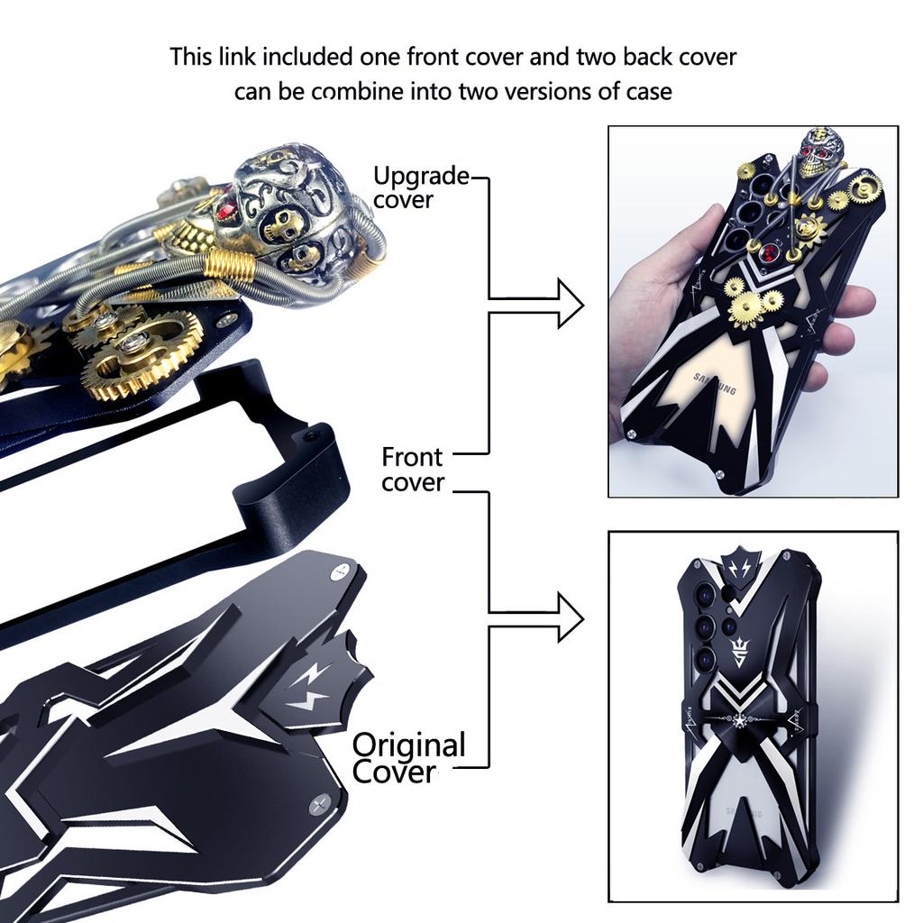 For Samsung Galaxy S22 Ultra 5G Cell Phone Case Shockproof Aluminum Alloy Gothic Style Cover