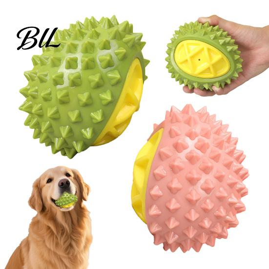 Long-lasting Dog Chew Toy Squeaky Durian Spiky Teeth Cute Cleaning for Aggressive Chewers Outdoor Training Fetch Game Teething