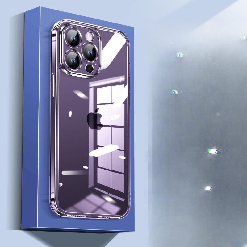 

Применимо к iPhone16 Прозрачный стеклянный чехол для мобильного телефона 15proMax Применимо к Apple 14 Мягкий край Противоударный защитный чехол 13 iPhone16E