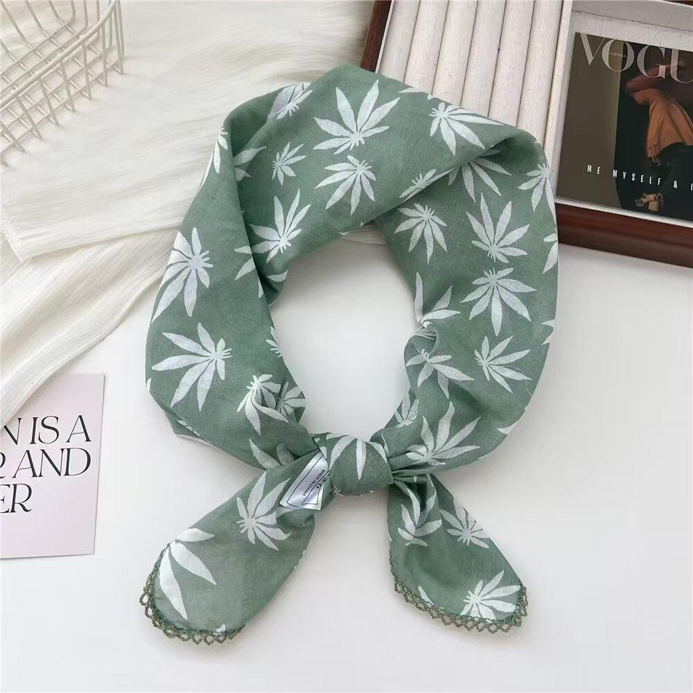 70 Printed Small Square Scarf Women'S Cotton And Linen Red Retro Silk Scarf Literary Small Fresh Triangular Decorative Scarf