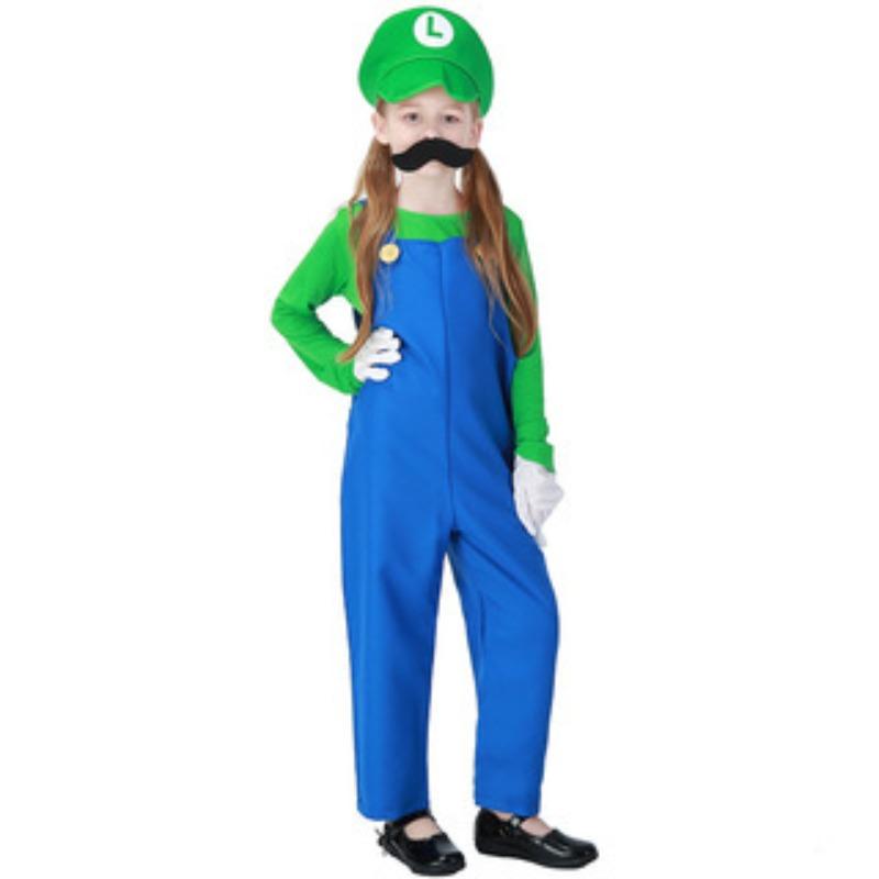

Halloween costume mary cosplay game costume group stage costume plumber overalls parent-child costume L