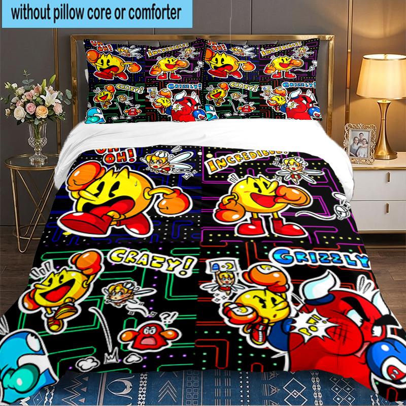 3PCS Game PAC Bedding Set,Including 1pc Duvet Cover And 2pcs Pillowcases Perfect for Bedroom, Dormitory, Large size Fan Christmas gift