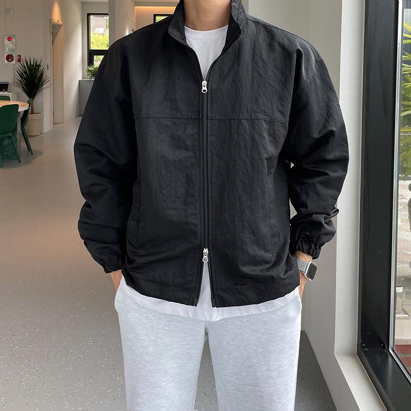 

Мужское пальто со стоячим воротником, свободный тонкий топ в корейском стиле, новый стиль на весну и осень, модный, повседневный и универсальный 2XL