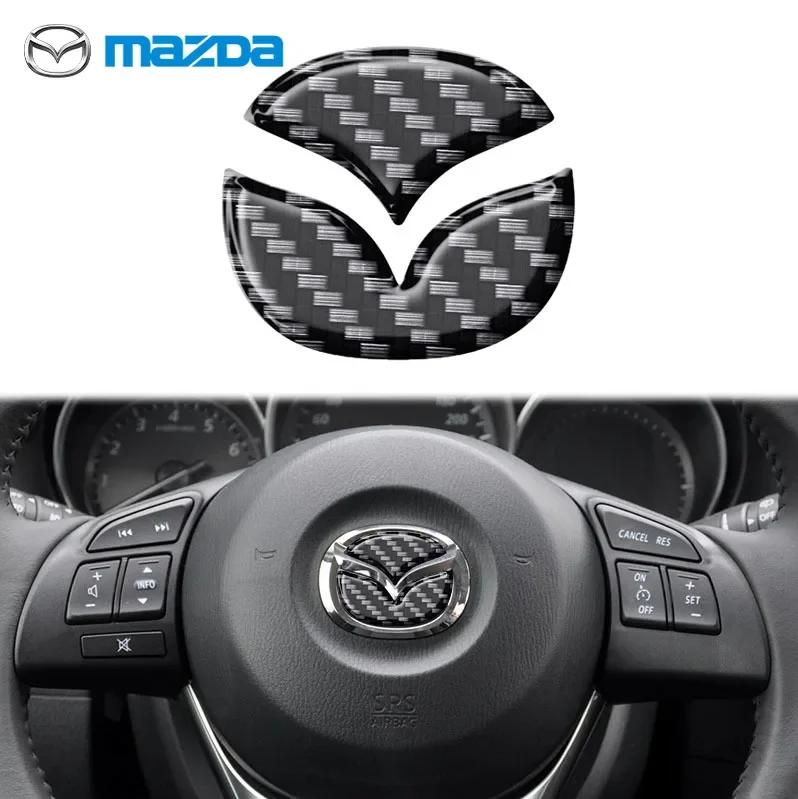 Carbon Fiber Car Steering Wheel Cover Logo Stickers Modified Auto Decorative Styling Decals for Mazda Axela ATENZA CX-5 CX-4