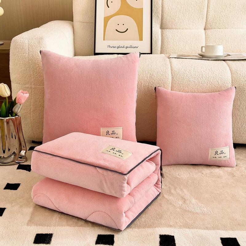 Thickened milk fleece throw pillow quilt dual-purpose two-in-one office nap pillow car cushion quilt