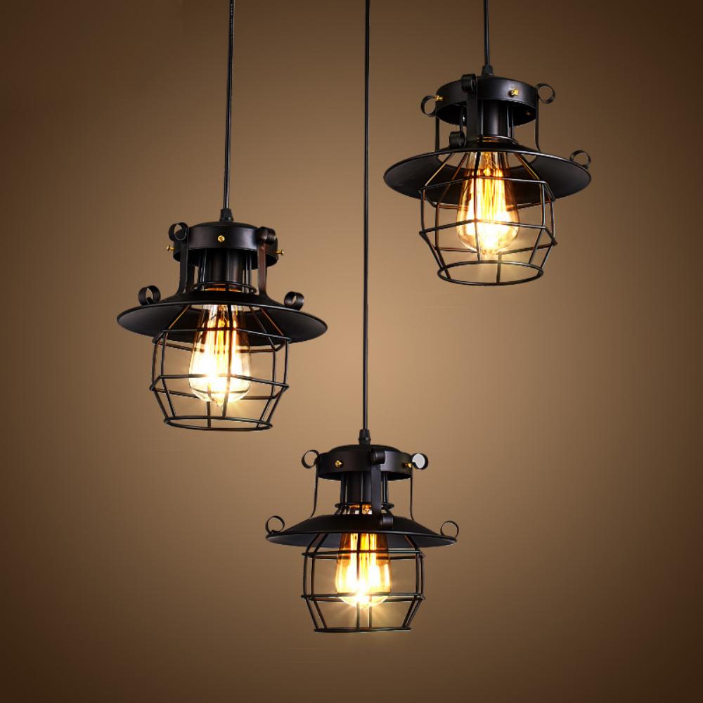 Loft Vintage Pendant Light Nordic Retro Iron Lights Industrial Hanging Lamp Lighting Fixture For Cafe Bar Home Decor Lampshade