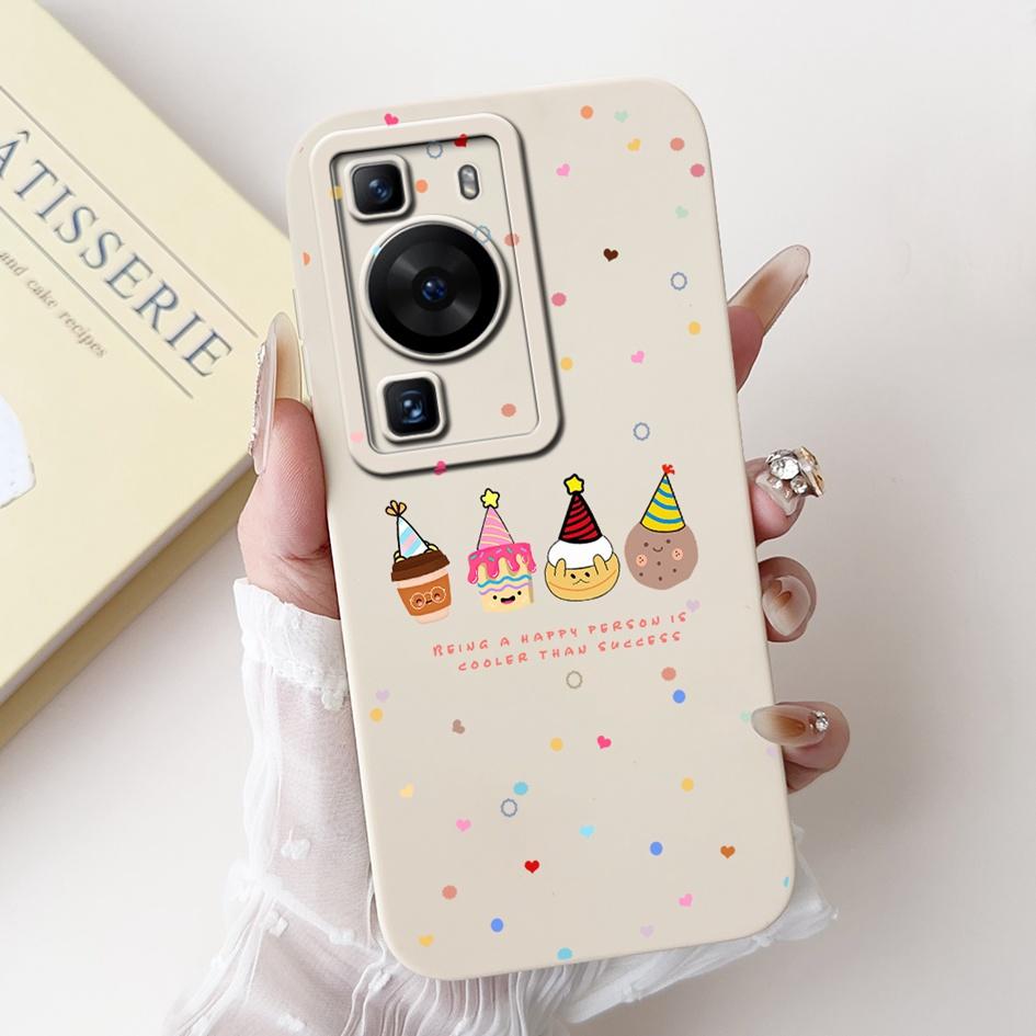 For Huawei P60 Pro Case MNA-LX9 Shockproof Cover Cute Cartoon Square Lens Protection Bumper For Huawei P60 Art P 60 P60Pro Funda