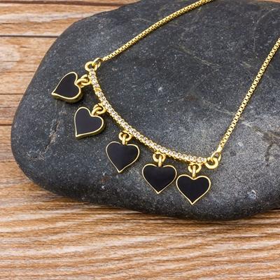 

Nidin Classic Black/Red Color Copper Zircon Heart Shape Pendant Necklace for Women Party Wedding Jewelry Support Dropshipping