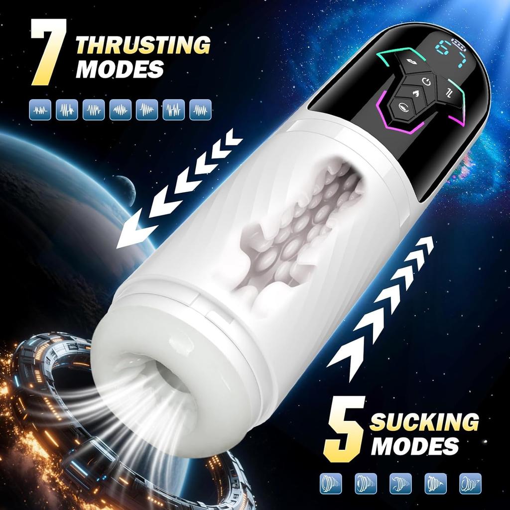 Heizung Automatischer Männlicher Masturbator KI & App-Steuerung Blowiob-Maschine Pocket Pussy Penis Pumpe LCD-Anzeige Sexspielzeug für Männer