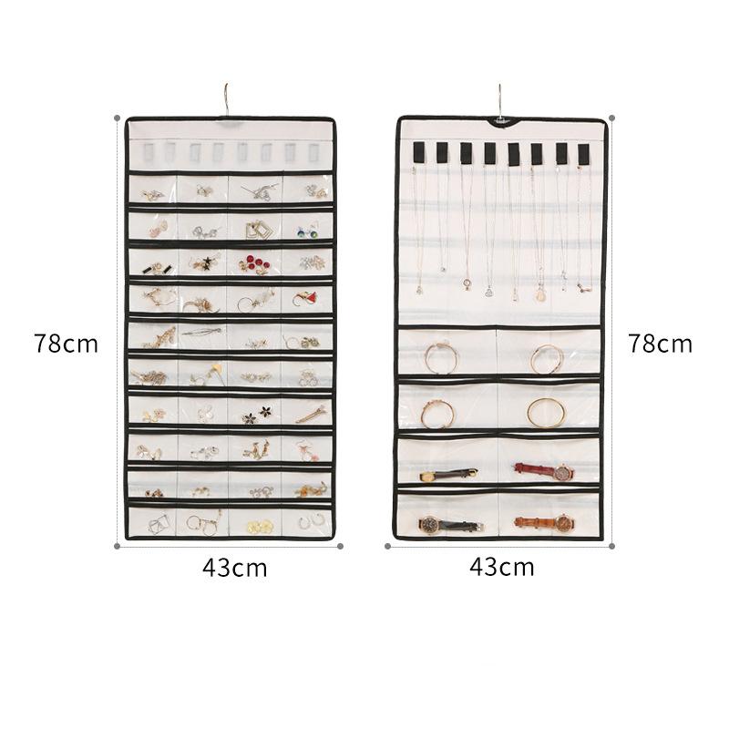 Hängender Schmuck-Organizer mit Aufhänger, Metallhaken, ein-/doppelseitiger Schmuckhalter für Ohrringe, Halsketten, Ringe am Schrank, an der Wand, an der Tür