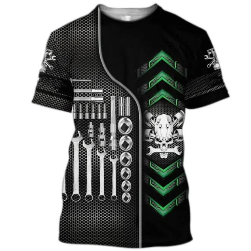 Men T Shirt Vintage T-shirt Summer Clothing Mechanic 3d Print Tops 6Xl Street Casual Sports Oversized Pullover Multiple Options