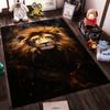 Realistic Lion Portrait Carpet with Fiery Background for Living Room Suitable for use as an anti-slip for living room bedroom sofas