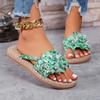 Fashion 2025 Summer Women Slippers Casual Shoes Flat Vacation Holiday Braided Floral Pattern Slippers Toe Post Beach Flip Flops Slides