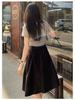 Black Pleated Midi Skirt: Women's A-line Casual Swing for Spring & Autumn - Petite Sizes Available