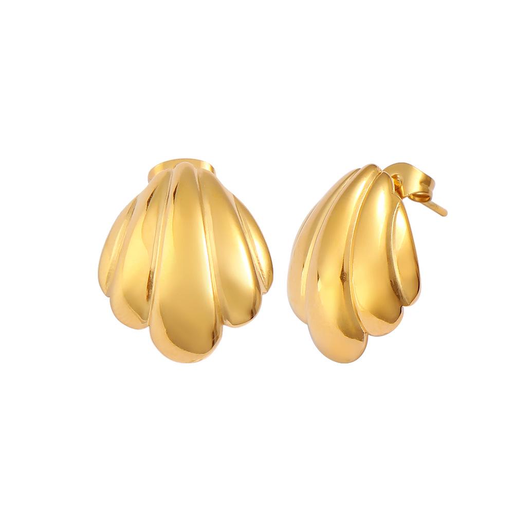Meishiduo 18K Gold-Plated Scallop Seashell Stainless Steel Earrings