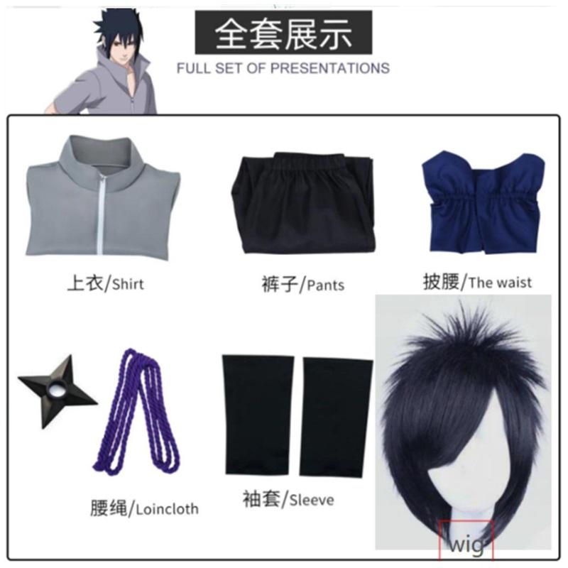 Anime Uchiha Sasuke Cosplay Costume Haut Pantalon Ceinture Cos Convention Cadeau Adulte Version Unisexe
