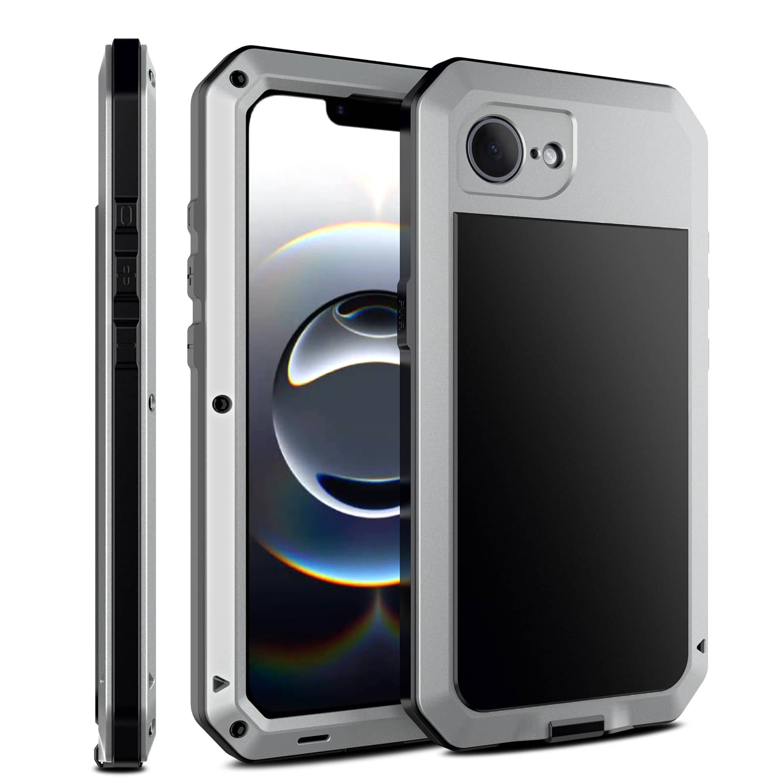 Armor Metal Aluminum Shockproof Phone Case for iPhone 16e Outdoor Military Grade Heavy-Duty Protection Cover for iPhone 16e For iPhone 16e серебряный
