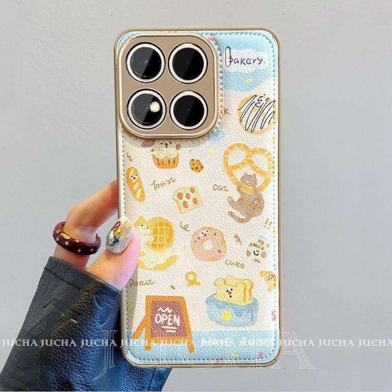 Silicone Phone Case 15 14 Pro 13 12 With Cartoon Donut Cat Design Full Coverage Anti-Drop Detachable Lanyard Xiaomi 15