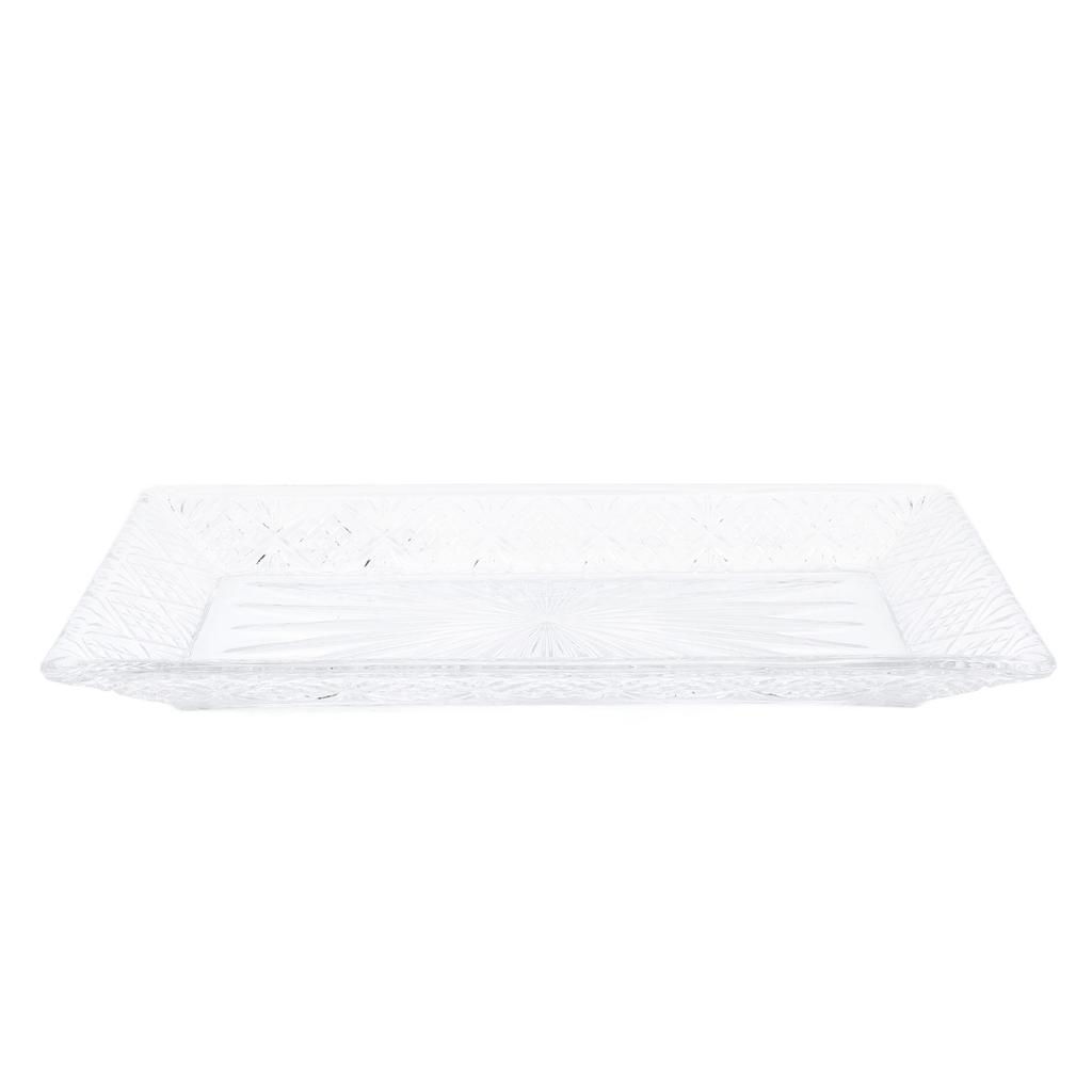 Serving Tray Rectangle Glass Platter Elegant Ample Capacity Stable Pattern Serving Dish for Dinner P