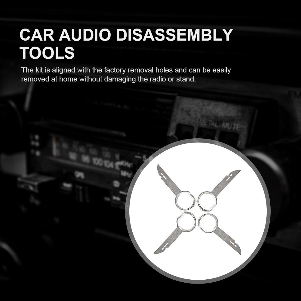 4Pcs Audio Sound Remover Key CD DVD Car Radio Install Disassembly Tool Stainless Steel Auto Radio Remover Extractor Key for Ford China Mainland