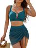 Circyy Bikini Set Women Halter Low Cut Beachwear High Waisted Mesh Drawstring Cover-Ups Wrap Skirt Summer 2026 New Bathing Suit