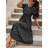 Women Summer Puff Sleeve High Waist Floral Midi Vacation Print Long Comfortable Lightweight High Recognition Elegant with Flattering Chic Dress