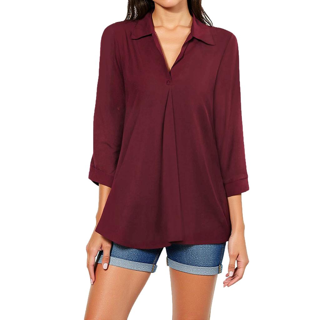 Women's Casual Fashion Sexy Comfortable V-Neck Seven Sleeve Top