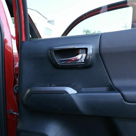 ABS Carbon 4 PCS Door Inner Handle Frame Cover Part For Toyot-a Tacoma 2016-