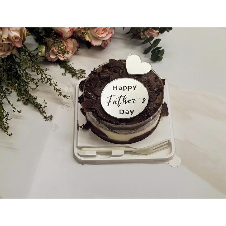 Set of 30 Happy Father's Day Acrylic Cake Cupcake Toppers,Mini Cake Topper Engraved Discs for Birthday Party(Happy Father's Day, Silver Mirror)