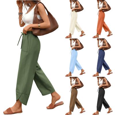 Women's Fashion Loose Solid Color High Waist With Pockets Athletic Casual Pants