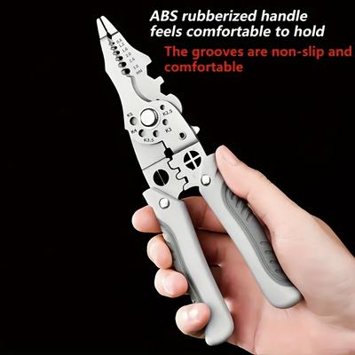 1 Stück Multifunktionale Abisolierzange, 9-in-1 Elektriker-Handwerkzeug, Metallschneider, Crimpwerkzeug, Rutschfester Griff