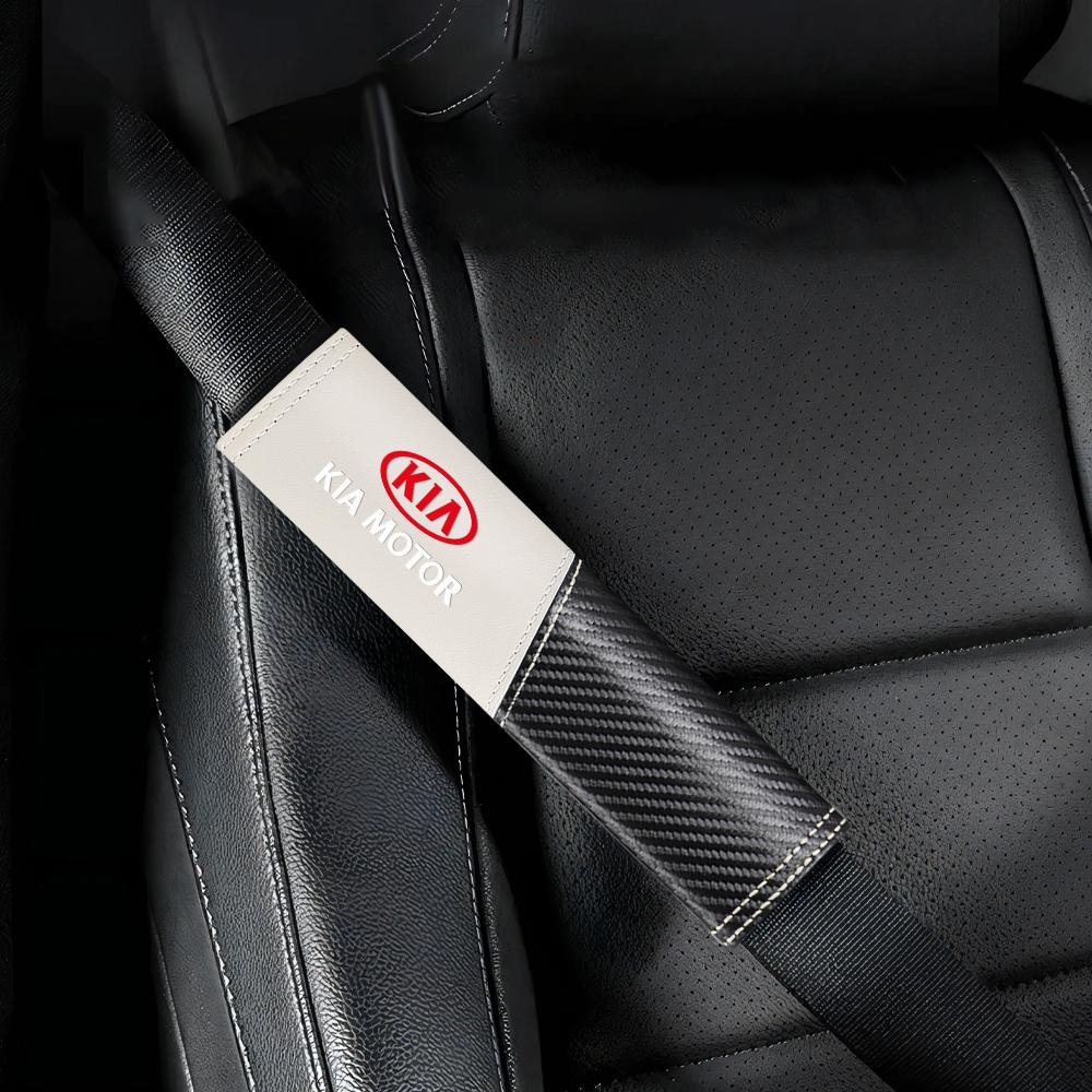 2026 Hot Car Sticker 2Pcs Car Seat Belt Shoulder Carbon fiber Protector Pads For Kia Rio 3 Soul Picanto EV6 Cerato Niro  Forte C