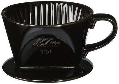 Kalita Modèle 101-Roto Dripper à Café Trois Trous Céramique Noir Extraction Rapide Élégant pour le Camping et l'Usage Extérieur Convient pour 1-2 Personnes