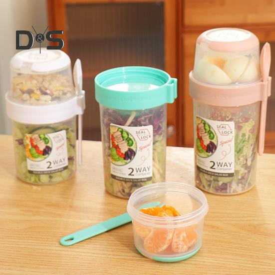 1 Set 560/760ml Capacity Scale Yoghurt Cup Sealing Practical Breakfast Oatmeal Cereal Nut Yogurt Salad Cup