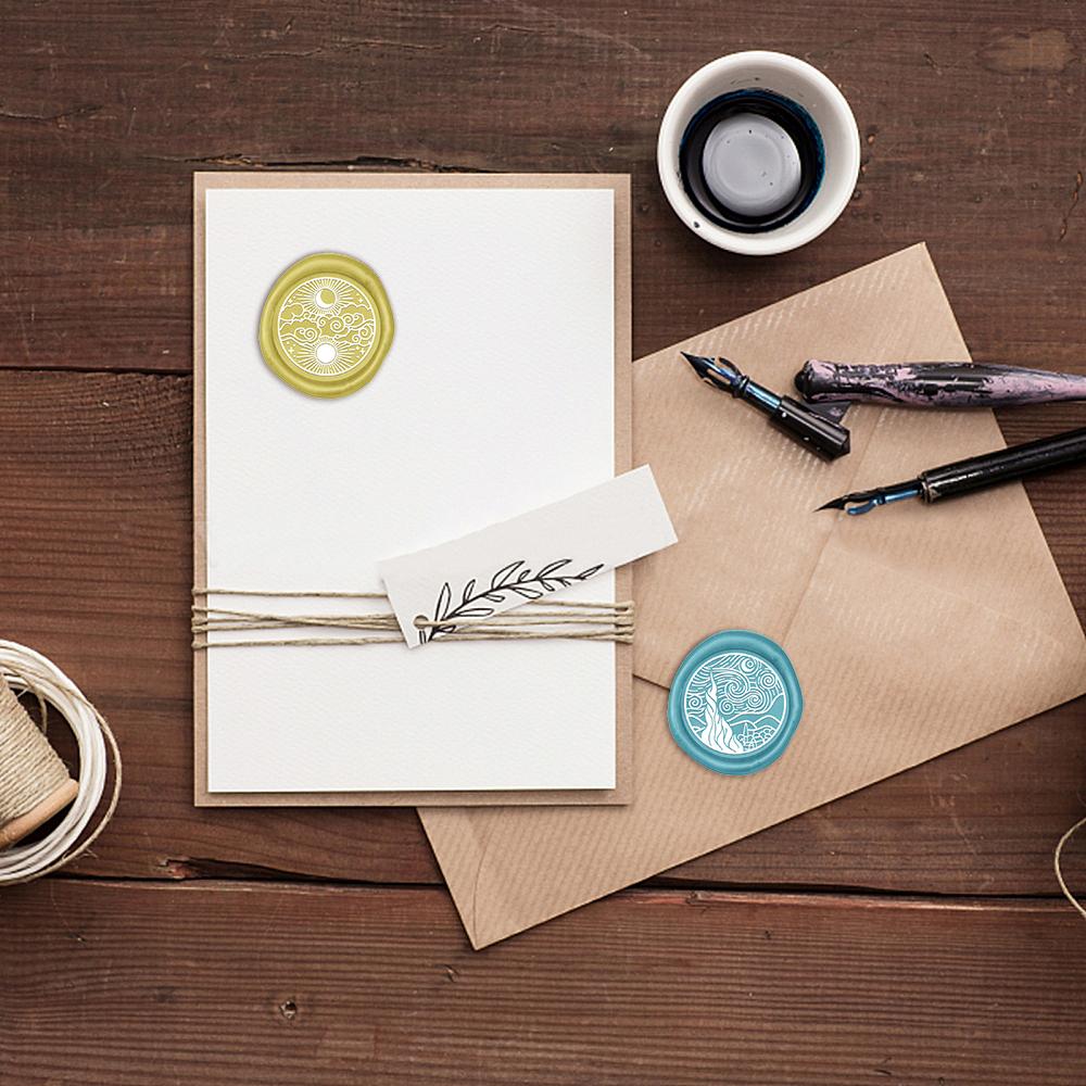 Moon and Sun Theme Wax Seal Stamp Head Auspicious Clouds Removable Sealing Brass Stamp Head Olny for Creative Gift Envelopes