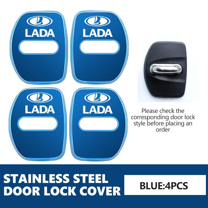 HVD1 4PCS Stainless Steel Car Door Lock Buckle Protective Cover Accessory For Lada Vesta Granta Largus Vaz Samara Vesta Niva 4X4 2110