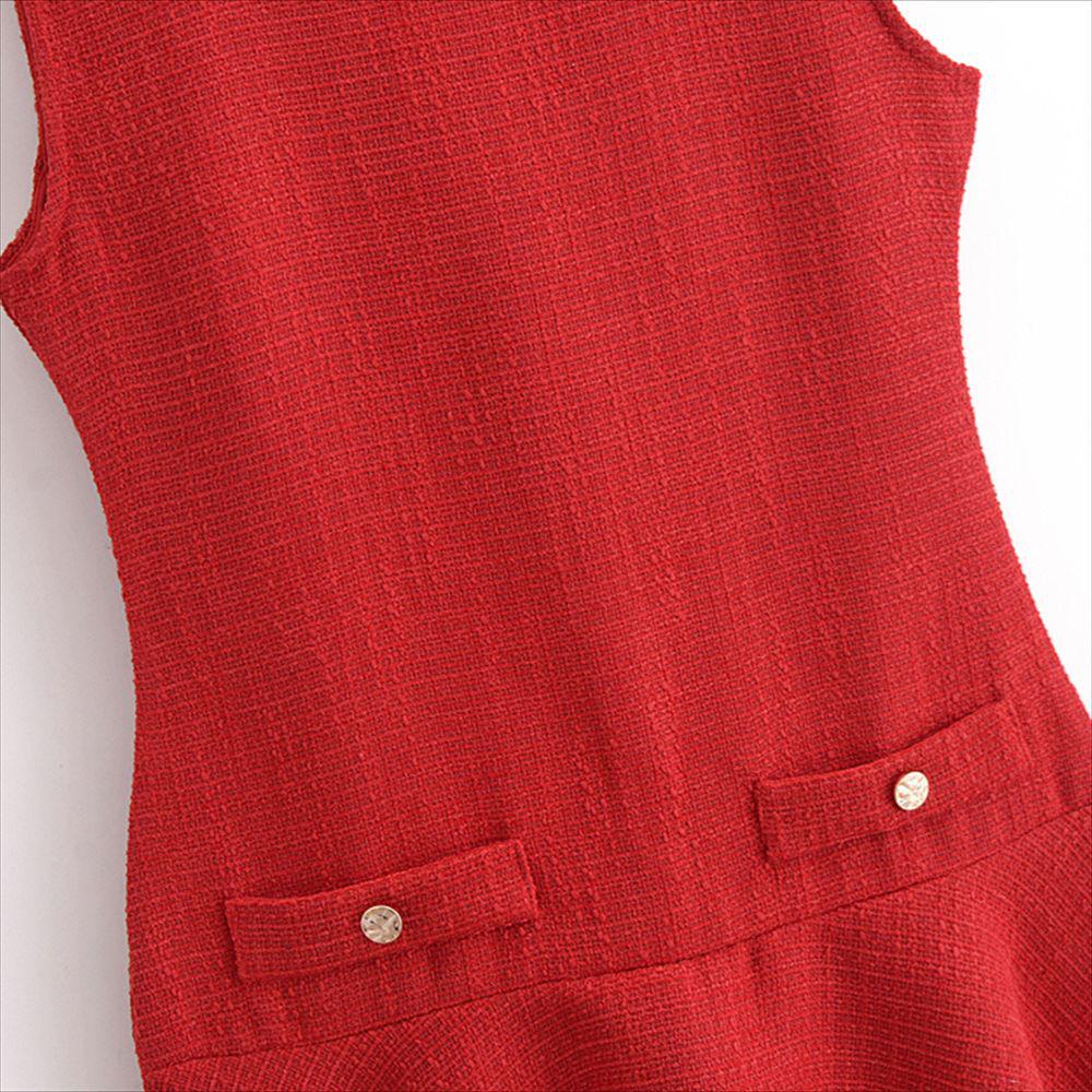 2025 Spring Women's Textured Slim Fit Sleeveless Dress