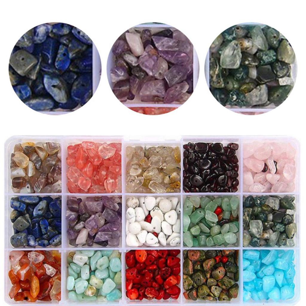 15 Colors Crushed Stone Beads Natural Irregular Shaped Loose Beads for DIY Jewelry Necklace Bracelet Earrings