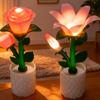 Battery Operated Flower Mini Desk Lamp Vintage Bedside Lamps Desk Lamp Cordless Table Light for Dorm Bedroom Reading