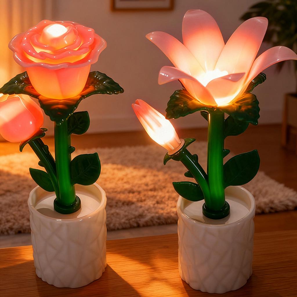 Battery Operated Flower Mini Desk Lamp Vintage Bedside Lamps Desk Lamp Cordless Table Light for Dorm Bedroom Reading