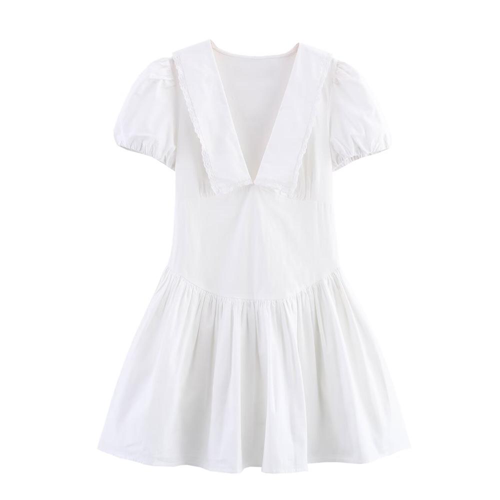 

Spring/Summer 2025 Women s Sweet Pleated V-Neck Dress Medium